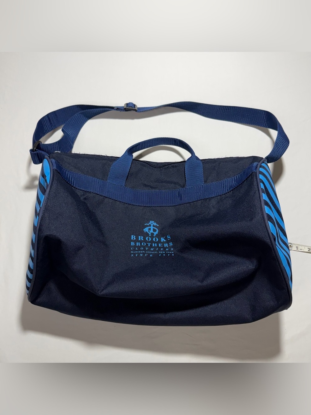 Brooks Brothers Navy Blue Duffel with Light Blue Logo